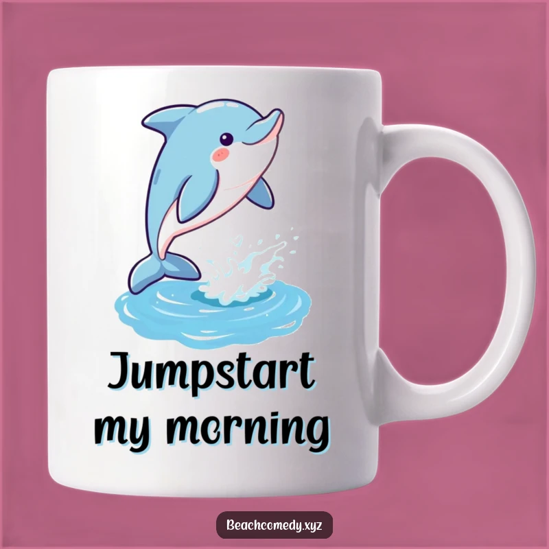 Funny Dolphin Mug: Joyful Leaping Ocean Wave Funny Gift for Animal Lovers
