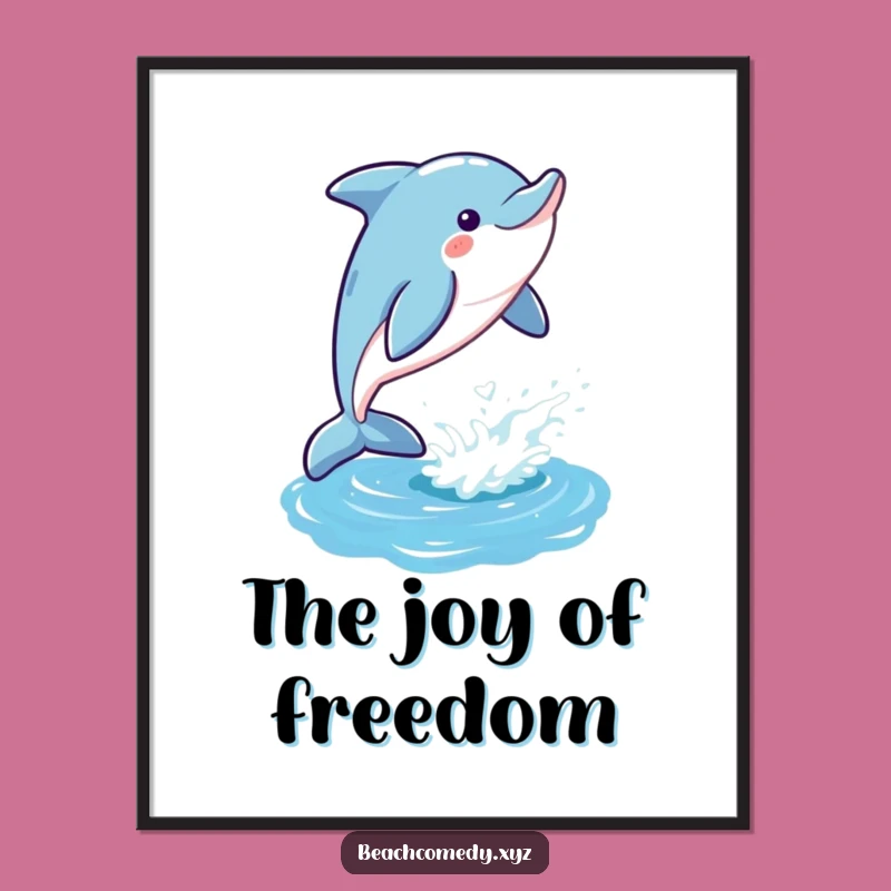 Funny Dolphin Digital Art: Leaping Ocean Scene Printable Funny Gift