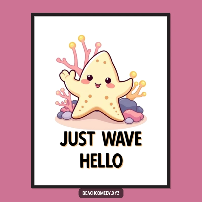 Funny Starfish Digital Art: Waving Tentacle Underwater Scene Funny Gift