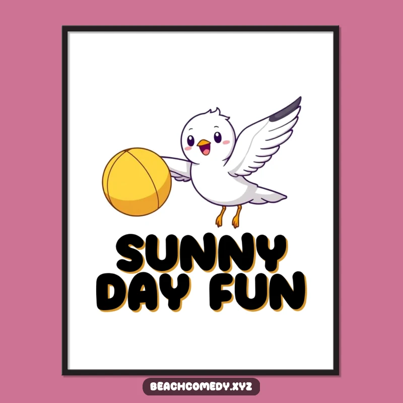 Funny Seagull Digital Art: Happy Flyer Print, Perfect Funny Gift Decor