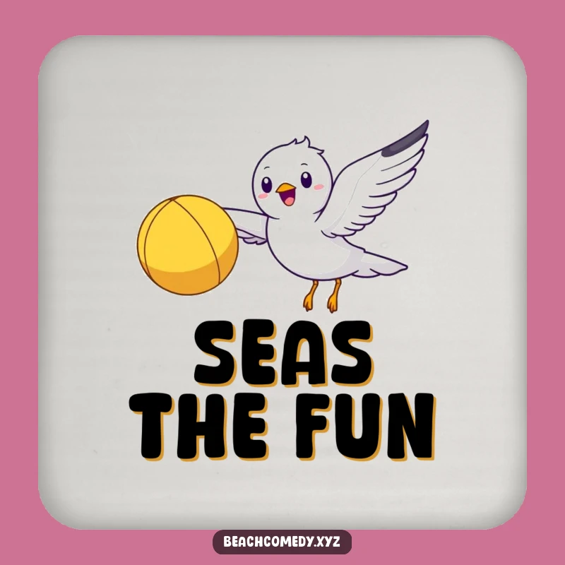 Funny Seagull Coaster: Happy Beach Ball Protector, Perfect Funny Gift