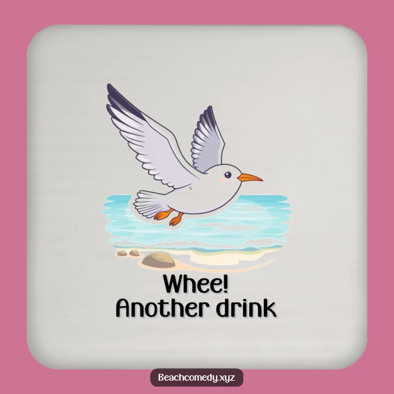 Funny Seagull Drink Coaster: Tranquil Beach Soaring Coaster Funny Gift Set