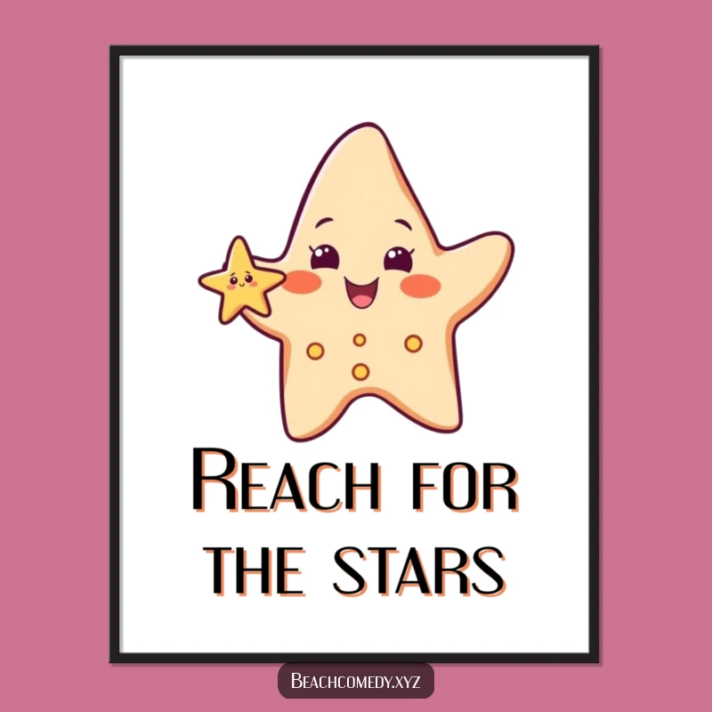 Funny Starfish Greeting Poster: Cheerful Beach Character Art, Ideal Funny Gift Decor
