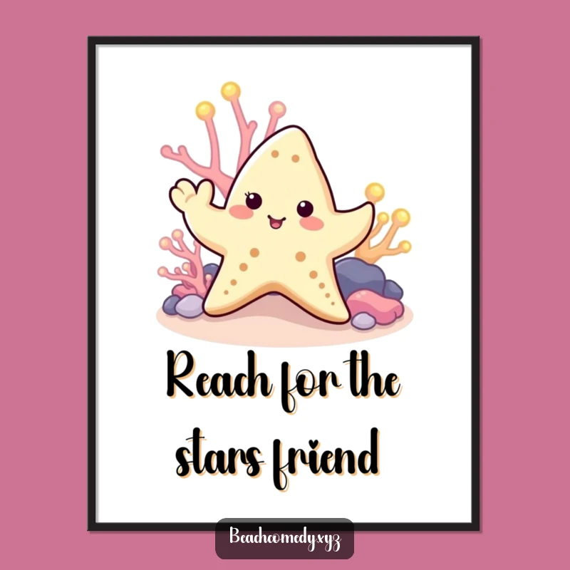 Free Printable Wall Art: Cute Starfish Greeting, Whimsical Downloadable Art Gift