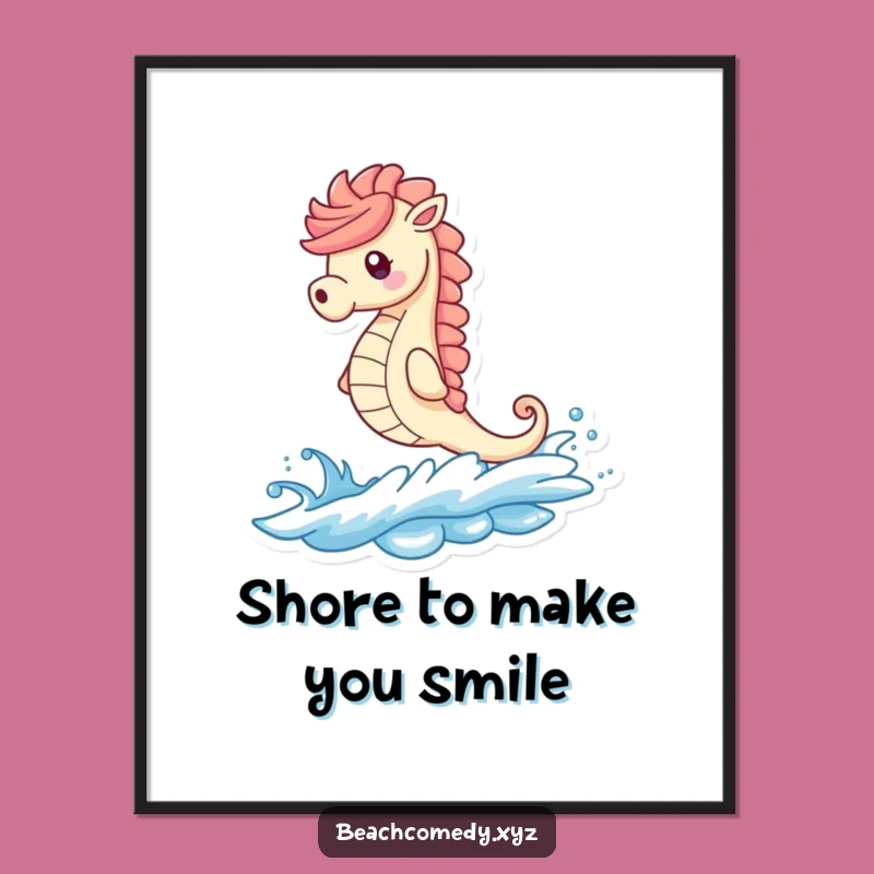 Funny Free Printable Seahorse Wall Art: Whimsical Wave Rider Downloadable Beach Decor
