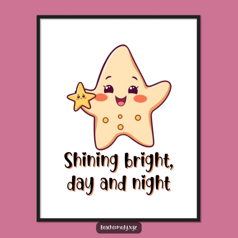 Funny Free Printable Starfish Wall Art: Cheerful Waving Character Downloadable Coastal Decor