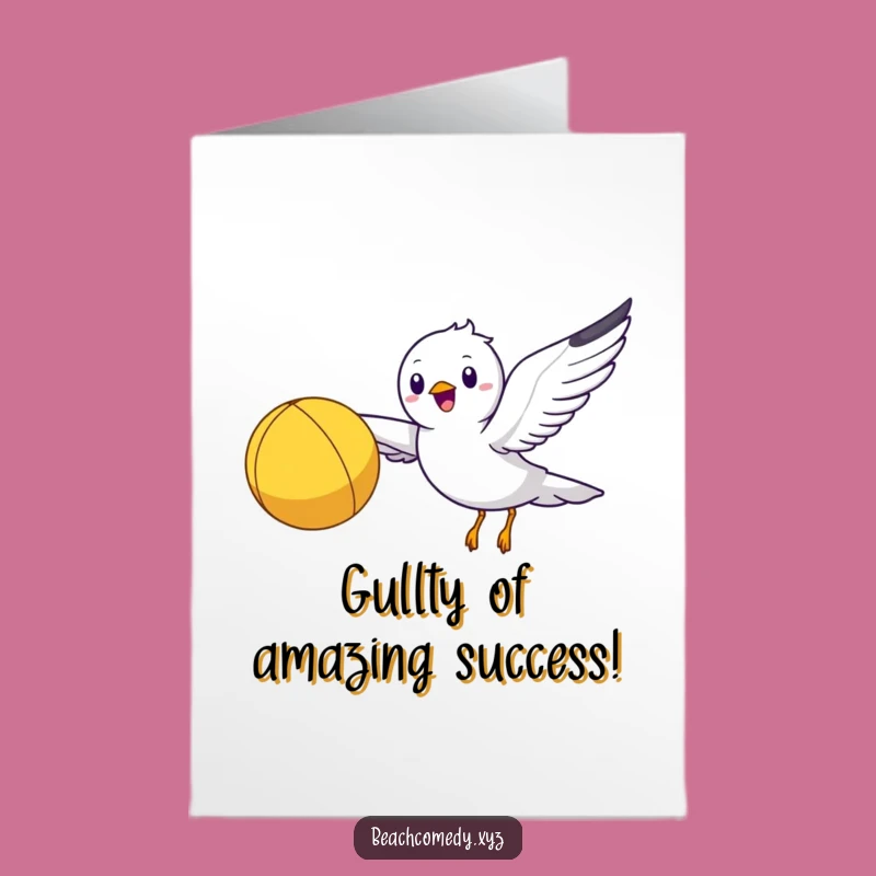 Seagull Congrats Card: Free Printable Beach Ball for a Funny Achievement Gift