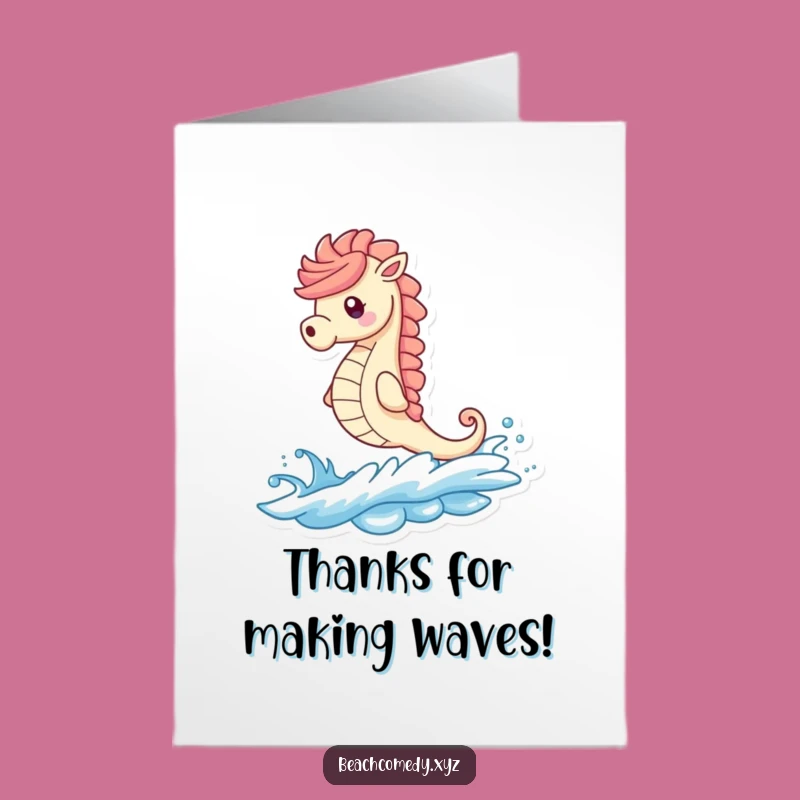 Free Printable Seahorse Thank You Card: Funny Wave Rider for a Grateful Downloadable Gift