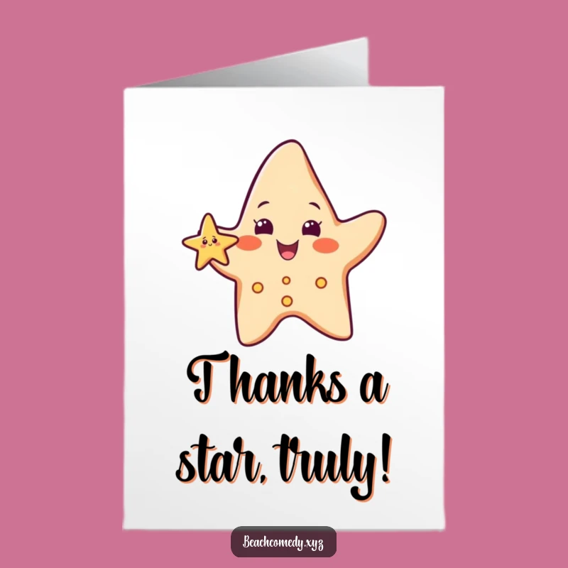 Free Printable Starfish Thank You Card: Funny Waving Design for a Grateful Downloadable Gift