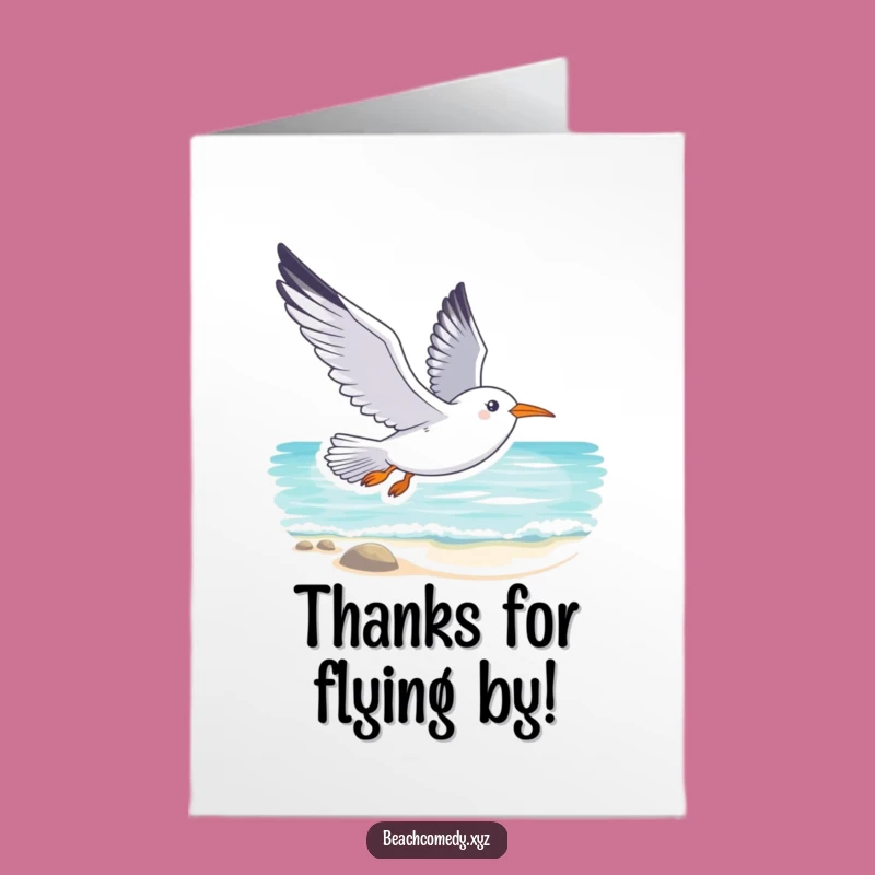 Free Printable Thank You Card: Smiling Seagull Soaring, Relaxing Downloadable Gift