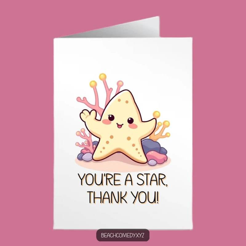 Free Printable Thank You Card: Cute Starfish Greeting, Whimsical Downloadable Gift