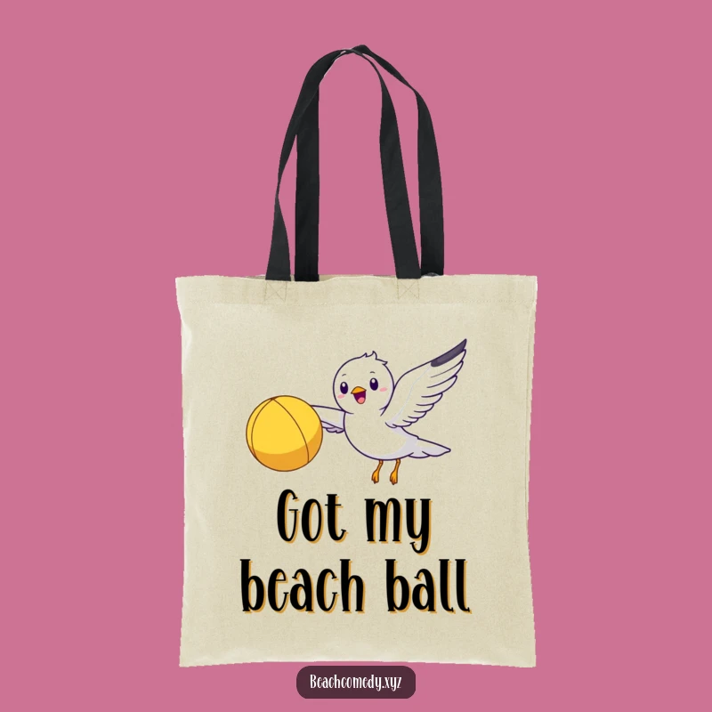 Funny Seagull Tote Bag: Happy Beach Ball Carryall, Perfect Funny Gift