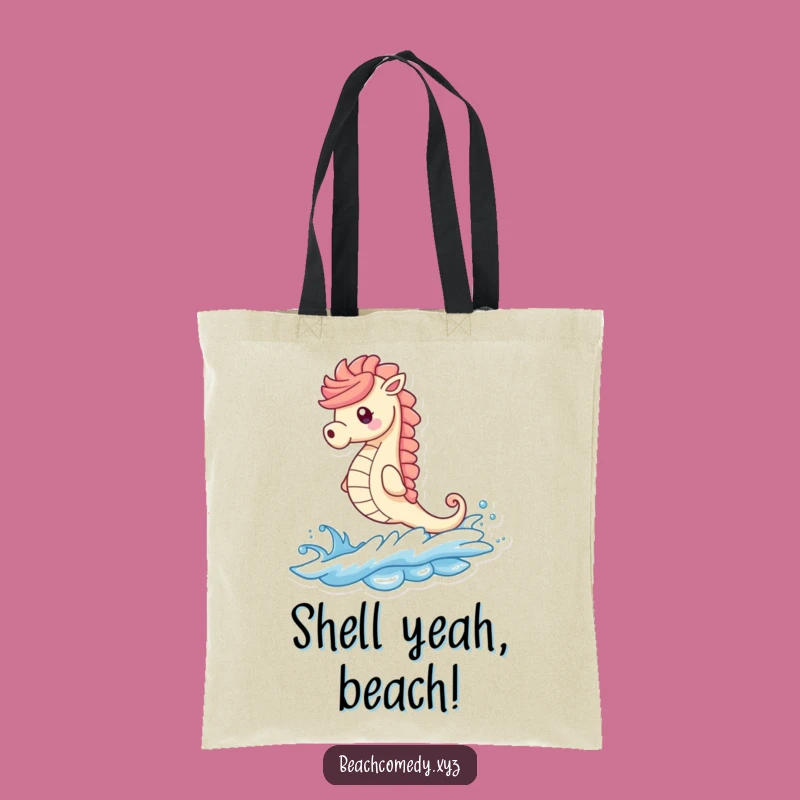 Funny Seahorse Tote Bag: Whimsical Beach Wave Carryall, Ideal Funny Gift